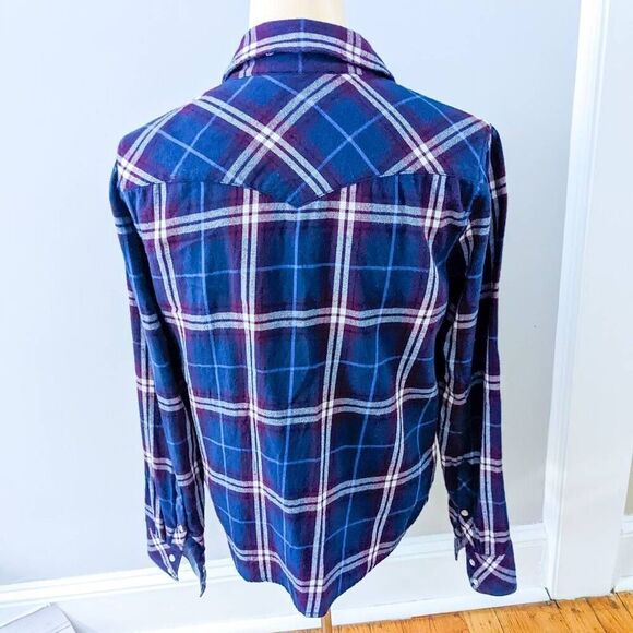 Levi's Blue and Purple Plaid Flannel Button Up Shirt - Picture 2 of 3